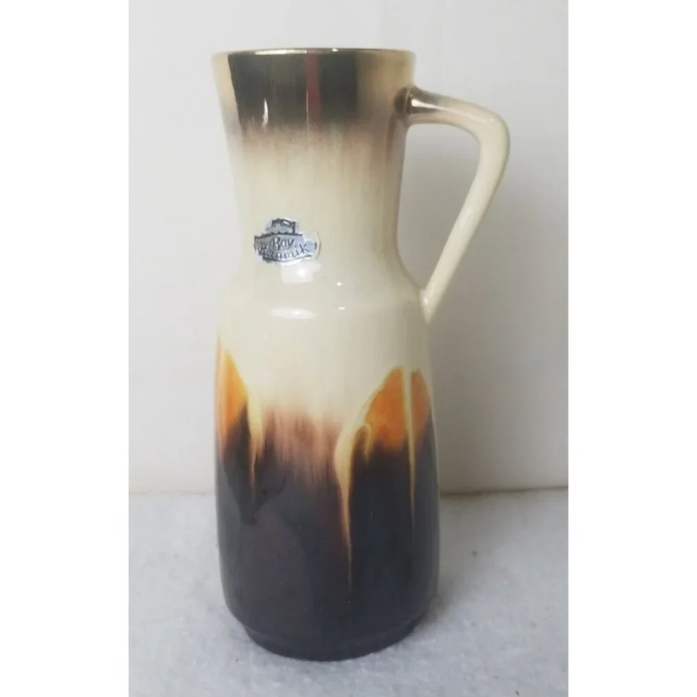 Vase W Germany Bay Keramik 60's brown orange metallic gold‎ Mid century 267 20